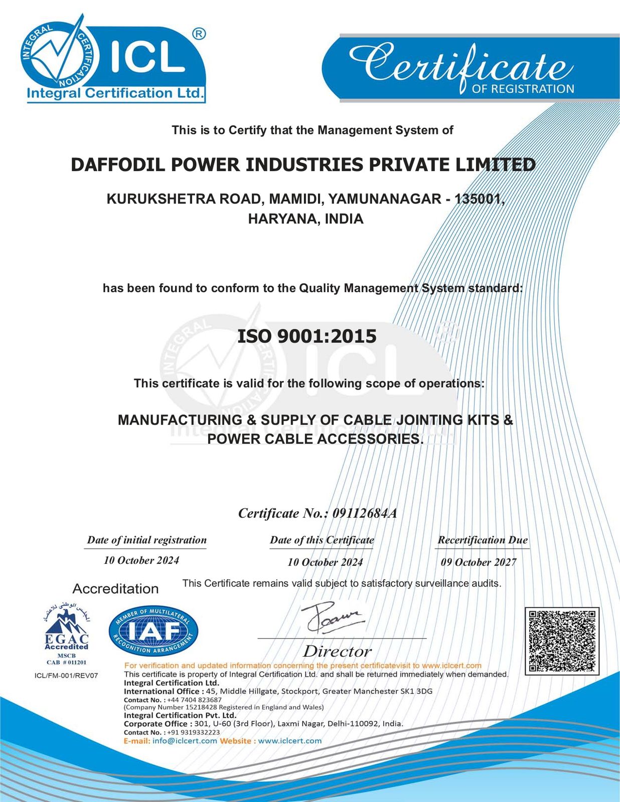 ISO 9001:2015 Certificate of Registration